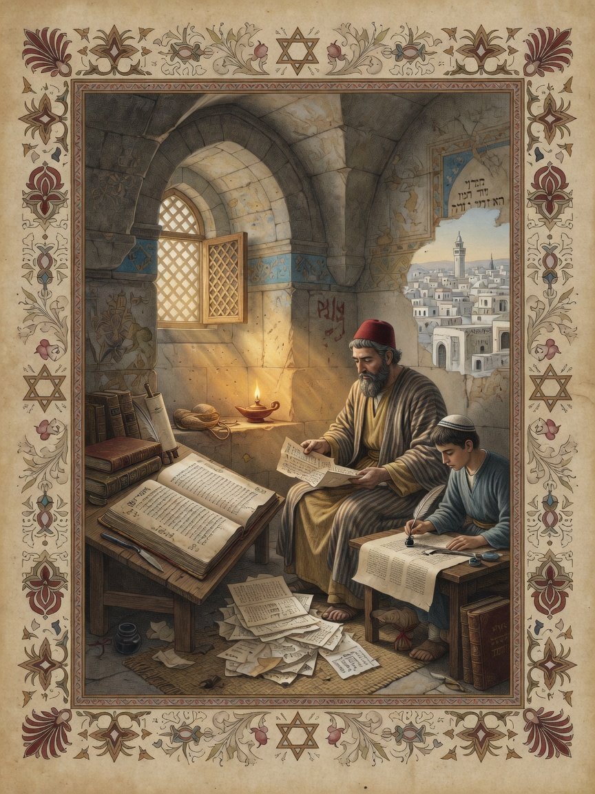 Original illustration: Jewish Bible study in the Hara of Tunis