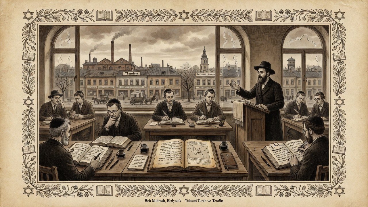Original illustration: Hebrew Bible study and beit midrash learning in Bialystok