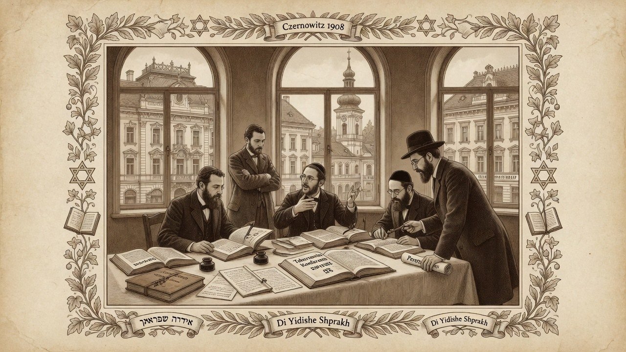 Original illustration: the 1908 Czernowitz Yiddish Language Conference in Chernivtsi