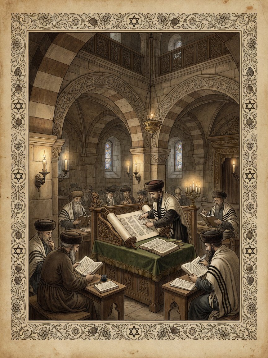 Historic illustration: Jewish Bible scholarship in Poznan