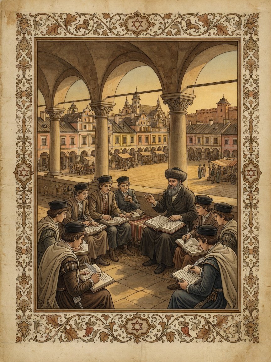 Historic illustration: Jewish Bible scholarship in Zamosc