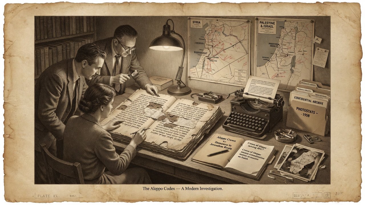 Original illustration: modern investigation of the Aleppo Codex’s journey and surviving leaves